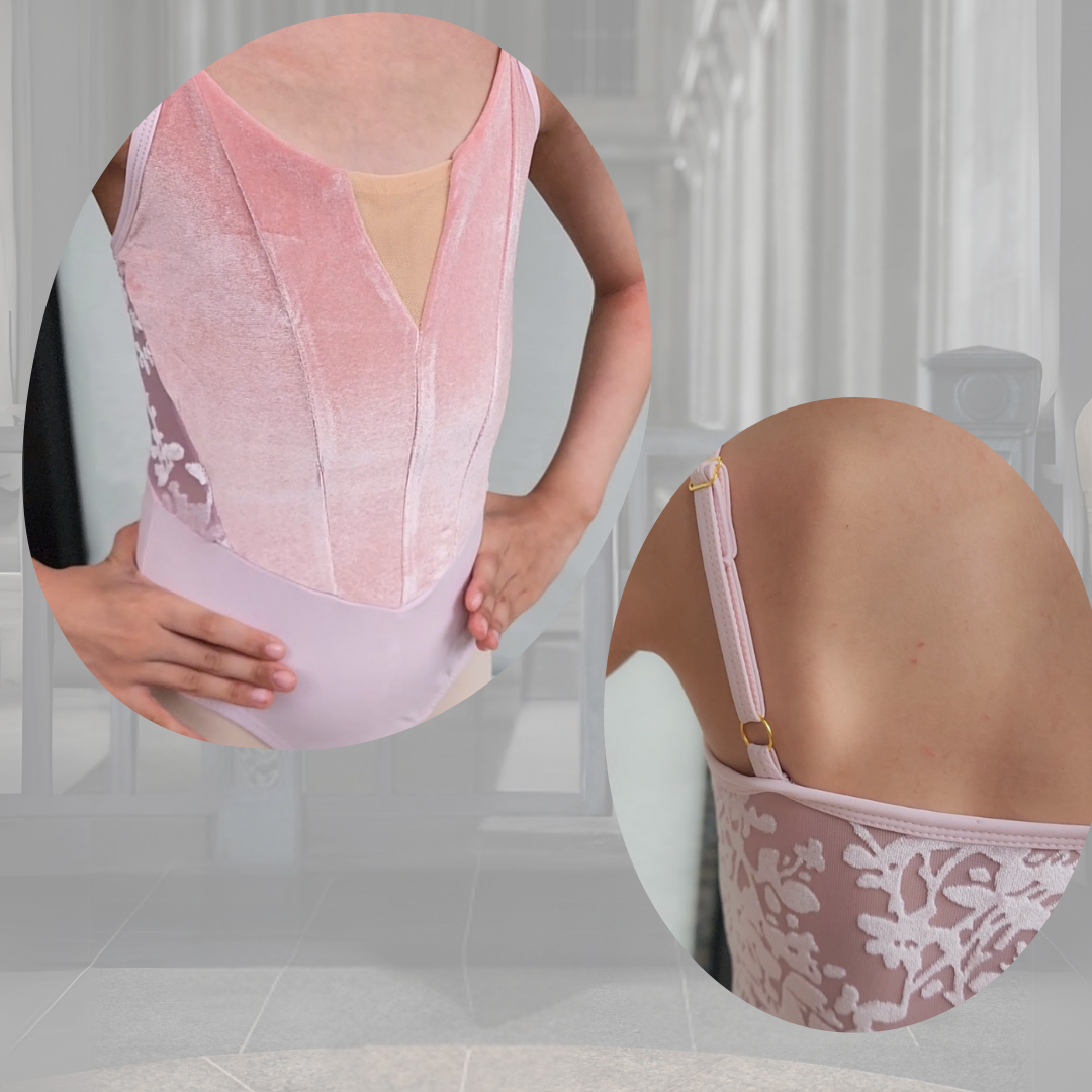 Snowy Petals Velvet Leotard (Pink)