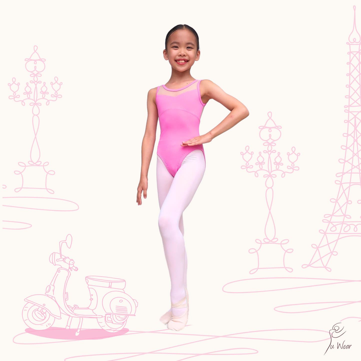 Sweet Heart Leotard in Rose Pink