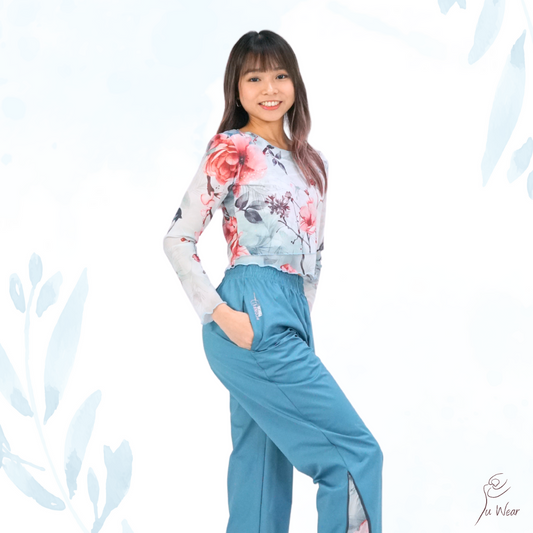 Mesh Top in Emerald Lilies
