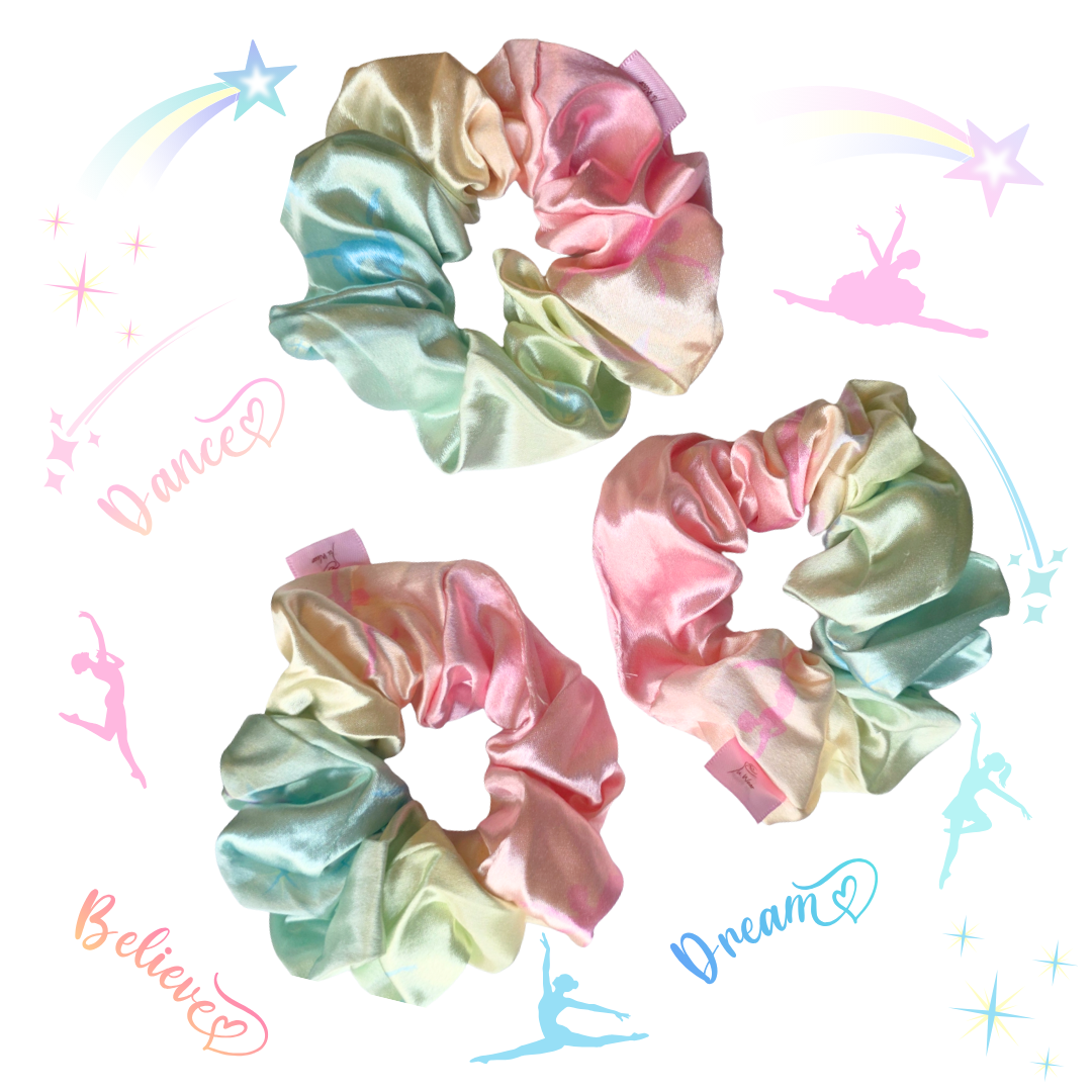 Rainbow Dance Dream Believe Scrunchies
